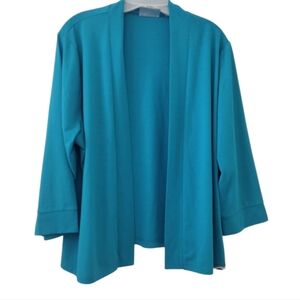 Vintage Y2K Avenue Teal Open Front 3/4 Sleeve Lightweight Cardigan Size …